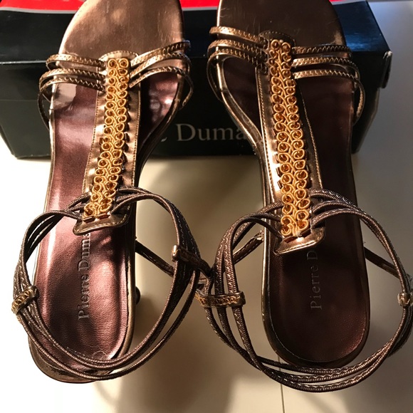 Pierre Dumas bronze slip on heels - Picture 4 of 5